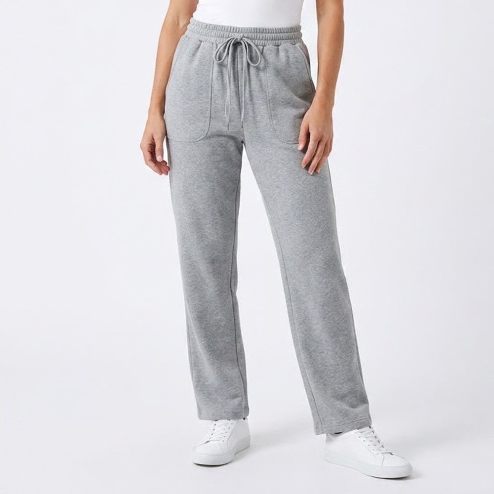 SHEIN Womens Wide Leg Sweatpants Heather Grey Elastic Waist Size M 6
